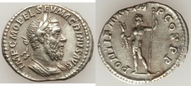 Macrinus (AD 217-218). AR denarius (20mm, 2.92 gm, 7h). VF. Rome, April-December AD 217. IMP C M OPEL SEV MACRINVS AVG, laureate, cuirassed bust of Ma...