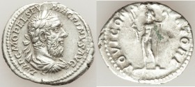Macrinus (AD 217-218). AR denarius (20mm, 3.06 gm, 11h). VF. Rome, AD 218. IMP C M OPEL SEV-MACRINVS AVG, laureate, draped and cuirassed bust of Macri...