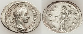 Severus Alexander (AD 222-235). AR denarius (22mm, 2.97 gm, 1h). XF. Rome, AD 227. IMP C M AVR SEV ALEXAND AVG, laureate, draped bust of Severus Alexa...