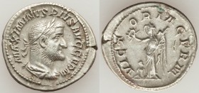 Maximinus I (AD 235-238). AR denarius (21mm, 3.18 gm, 12h). XF. Rome, AD 235-236. MAXIMINVS PIVS AVG GERM, laureate, draped, and cuirassed bust of Max...