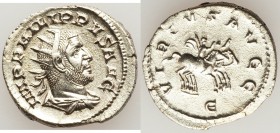 Philip I (AD 244-249). AR antoninianus (23mm, 4.08 gm, 2h). VF, porous. Rome, 5th officina, Millennium Issue, AD 248. IMP PHILIPPVS AVG, radiate, drap...