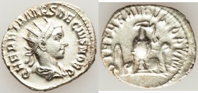 Herennius Etruscus, as Caesar (AD 250-251). AR antoninianus (22mm, 4.04 gm, 7h). XF, porus. Rome, AD 250. Q HER ETR MES DECIVS NOB C, radiate, draped ...