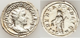 Trebonianus Gallus (AD 251-253). AR antoninianus (23mm, 2.98 gm, 6h). About VF, porous. Rome. IMP C C VIB TREB GALLVS AVG, radiate, draped and cuirass...