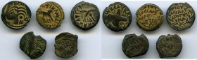 ANCIENT LOTS. Judaea. Roman Procurators. Ca. AD 52-62. Lot of five (5) AE prutah. Fine-VF. Includes: Mixed group dating from Antoninus Felix (AD 52-59...