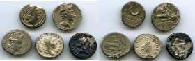 ANCIENT LOTS. Roman Republic and Imperial. Ca. 74 BC-AD 235. Lot of five (5) AR denarii. Fine-VF, chips, encrustation, crystallization. Includes: L. L...