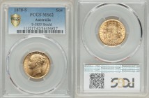 Victoria gold "Shield" Sovereign 1878-S MS62 PCGS, Sydney mint, KM6. Scarce in mint state, this one has bright surfaces and sharp detail.

HID09801242...