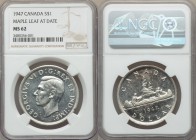 George VI "Maple Leaf" Dollar 1947 MS62 NGC, Royal Canadian mint, KM37.

HID09801242017