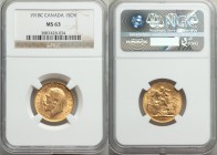 George V gold Sovereign 1918-C MS63 NGC, Ottawa mint, KM20.

HID09801242017