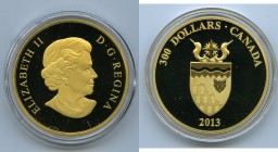 Elizabeth II gold Proof "Northwest Territories" 300 Dollars 2013, KM1579. Housed in capsule, inside the original case of issue with COA #58 included. ...