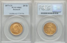 Christian IX gold 20 Kroner 1877-CS MS62 PCGS, Copenhagen mint, KM791.1. 

HID09801242017
