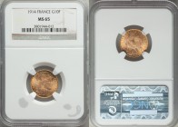 Republic gold 10 Francs 1914 MS65 NGC, Paris mint, KM846.

HID09801242017