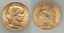 Republic gold 20 Francs 1909 UNC, KM857. A delightful example with abundant golden luster. AGW 0.1867 oz.

HID09801242017