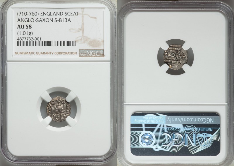 Early Anglo-Saxon Period. Secondary Phase Sceat ND (710-760) AU58 NGC, S-813A. 1...