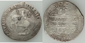 Charles I "Declaration" 1/2 Crown 1644 Fine, Oxford mint, Plume mm, KM214.7, S-2958. 35mm. 14.44gm. Patinated in various shades of gray. 

HID09801242...
