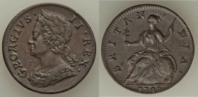 George II 1/2 Penny 1749 XF, KM579.2. 29mm. 9.58gm. Deep chocolate with glossy surface. 

HID09801242017