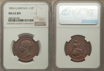 Victoria 4-Piece Lot of Certified Assorted Pennies NGC, 1) 1/2 Penny 1854 - MS63 Brown, KM726, S-3949 2) Penny 1853 - MS64 Brown, KM739, S-3948 3) Pen...