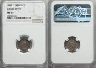 Victoria 3 Pence 1887 MS64 NGC, KM758. Deeply toned with shades of gunmetal gray-blue toning. 

HID09801242017