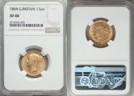 Victoria gold "Shield" Sovereign 1864 XF40 NGC, KM736.2. Die # 23. AGW 0.2355 oz. 

HID09801242017