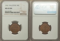 British Mandate 4-Piece Certified Assorted Mils NGC, 1) Mil 1941 - MS65 Brown, KM1 2) 5 Mils 1946 - MS66, KM3 3) 100 Mils 1939 - MS62, KM7 4) 100 Mils...