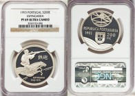 Republic 4-Piece Certified silver "Portuguese Discoveries - Portugal-Japan Friendship" 200 Escudo Proof Set 1993 PR69 Ultra Cameo NGC, 1) "Espingarda"...