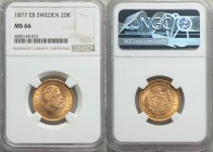 Oscar II gold 20 Kronor 1877-EB MS66 NGC, KM744. AGW 0.2593 oz. Superb coin with nice mint bloom and butterscotch color. 

HID09801242017
