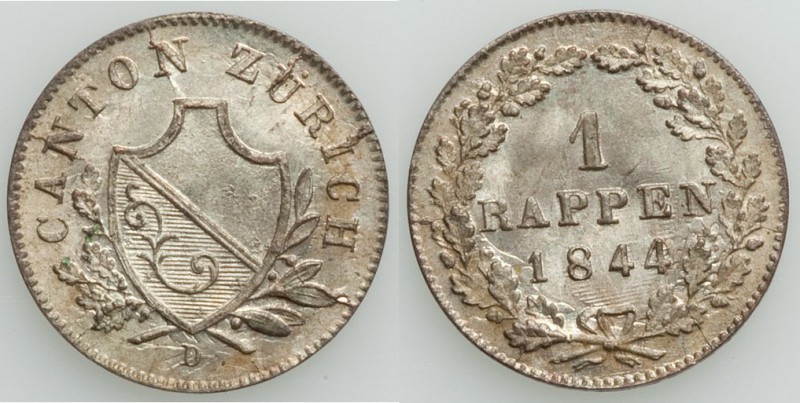 Zurich. Canton Pair of Uncertified Assorted Rappen UNC, 1) Rappen 1842-D - KM194...
