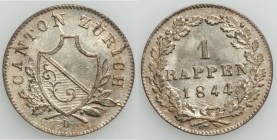 Zurich. Canton Pair of Uncertified Assorted Rappen UNC, 1) Rappen 1842-D - KM194. 14mm. 2) 2 Rappen 1842-D - KM195. Die break below date. 16mm. Sold a...