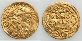 Zurich. City 1/4 Ducat 1748/5 XF (lightly cleaned), KM138, Fr-488. 16mm. 0.84gm. From the Allen Moretti Swiss Collection

HID09801242017