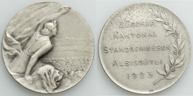 Zurich. Canton Pair of Uncertified Assorted silver Shooting Medals UNC, 1) Albisgutli 1925 - Martin-1095, Richter-1818. 30mm. 10.13gm. 2) Winterthur 1...