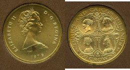 British Colony. Elizabeth II gold 100 Crowns 1976 UNC, KM17. Sold in the original "book" with COA attached. AGW 0.289 oz. 

HID09801242017
