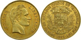 Republic gold 100 Bolivares 1887 AU Details (Rim Damage) NGC, Caracas mint, KM-Y34. AGW 0.9334 oz.

HID09801242017