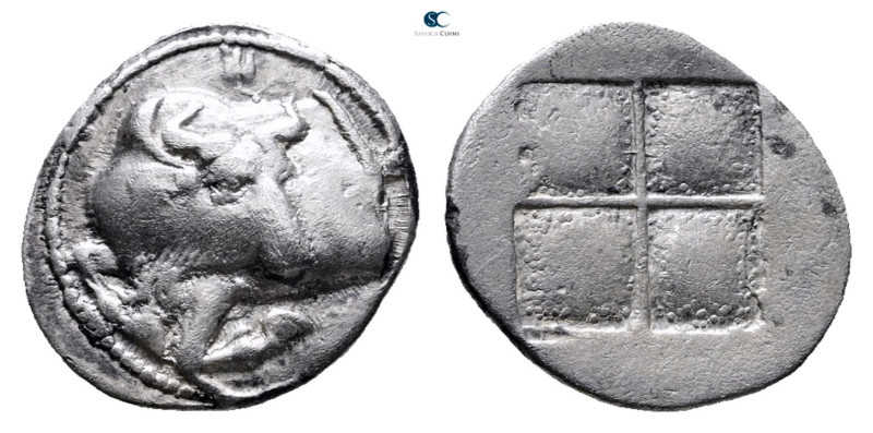 Macedon. Akanthos circa 430-390 BC. 
Tetrobol AR

16 mm, 2,11 g



Very F...