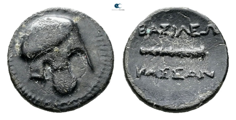 Kings of Macedon. Uncertain mint. Kassander 306-297 BC. 
1/4 Unit Æ

13 mm, 1...
