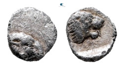 Caria. Uncertain mint circa 450-400 BC. Tetartemorion AR