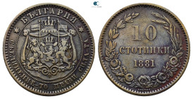 Bulgaria. Alexander I of Battenberg AD 1879-1886. 10 Stotinki 1881
