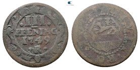 Germany. Rostock.  AD 1749. 3 Pfennig 1749