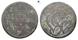Germany. Wied-Runkel.  AD 1754. 1/4 Stüber 1754