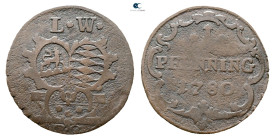Germany. Löwenstein-Wertheim.  AD 1780. 1 Pfennig 1780