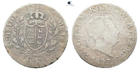 Germany. Württemberg.  AD 1827. 6 Kreuzer 1827