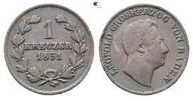 Germany. Baden.  AD 1851. 1 Kreuzer 1851