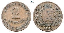 Germany. Sachsen-Coburg-Gotha.  AD 1851. 2 Pfennig 1851
