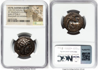 EASTERN EUROPE. Uncertain Celtic Tribe. Ca. 4th-3rd centuries BC. AR tetradrachm (25mm, 13.98 gm, 7h). NGC VF 5/5 - 4/5. Imitating Philip II of Macedo...