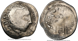 EASTERN EUROPE. Lower Danube. Uncertain tribe. Ca. 2nd century BC. AR drachm (17mm, 11h). NGC VG, flan flaw. Imitating Philip III Arrhidaeus, uncertai...