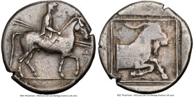 MACEDONIAN KINGDOM. Alexander I (ca. 498-454 BC). AR tetradrachm (25mm, 12.76 gm, 8h). NGC Choice Fine 5/5 - 2/5, smoothing, marks. Aigai, ca. 476/5-4...