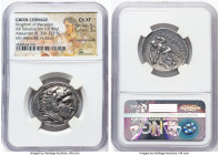 MACEDONIAN KINGDOM. Alexander III the Great (336-323 BC). AR tetradrachm (28mm, 16.99 gm, 4h). NGC Choice XF 5/5 - 3/5, countermark. Late lifetime-ear...
