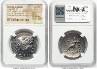THRACE. Odessus. Ca. 280-200 BC. AR tetradrachm (32mm, 16.73 gm, 12h). NGC Choice XF 5/5 - 3/5, brushed, overstruck. Odessus, ca. 196-183 BC. Eupro, m...