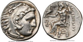 MACEDONIAN KINGDOM. Alexander III the Great (336-323 BC). AR drachm (17mm, 4.28 gm, 9h). NGC XF 5/5 - 3/5, marks. Early posthumous issue, Lampsacus, c...
