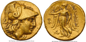 MACEDONIAN KINGDOM. Alexander III the Great (336-323 BC). AV stater (18mm, 8.54 gm, 12h). NGC XF 5/5 - 2/5, marks. Early posthumous issue, Lampsacus, ...