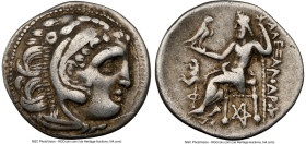 THRACIAN KINGDOM. Lysimachus (305-281 BC). AR drachm (19mm, 11h). NGC Choice Fine, scratch. Posthumous issue, Colophon, ca. 301-297 BC. Head of Heracl...