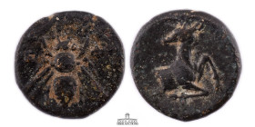 IONIA, Ephesos. Circa 370-350 BC. Æ (12 mm, 1.78 g.). Bee / Forepart of a stag right, head left.